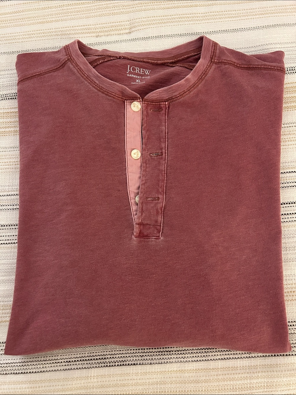 J. Crew Long Sleeve Henley in Dusty Rose Wash